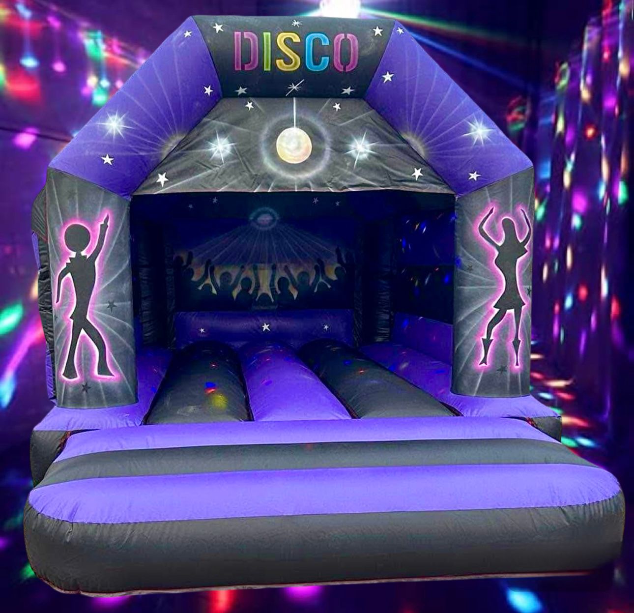 Disco bouncy castle with lights